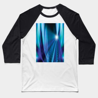 blue turquoise tunnel of rails and light rays merging Baseball T-Shirt